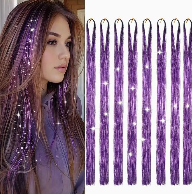 Vibrant Glitter Hair Tinsel Extensions (Heat Resistant)