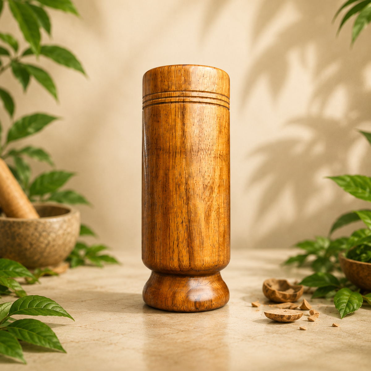 🌿 Vijaysar Wood Glass – Natural Ayurvedic Water Tumbler ✨