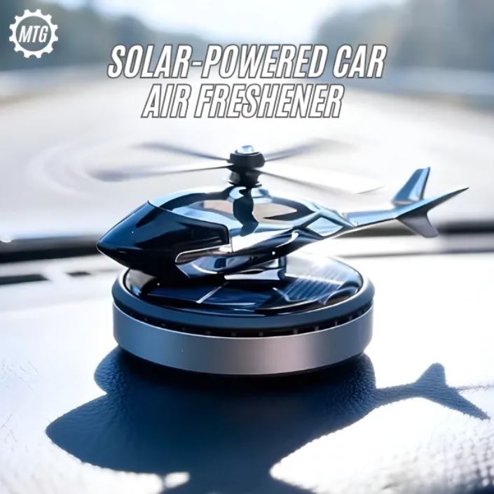 Solar Helicopter Car Aroma Diffuser – Rotating Dashboard Air Freshener with Perfume