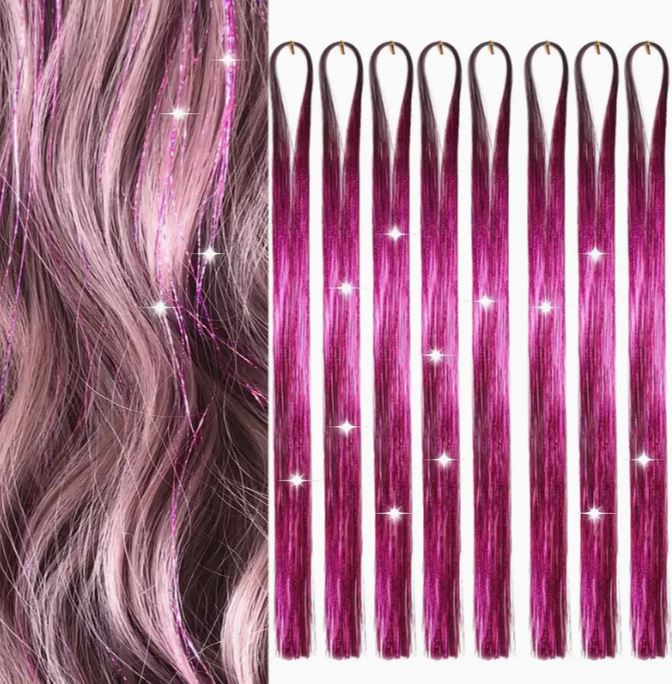 Vibrant Glitter Hair Tinsel Extensions (Heat Resistant)