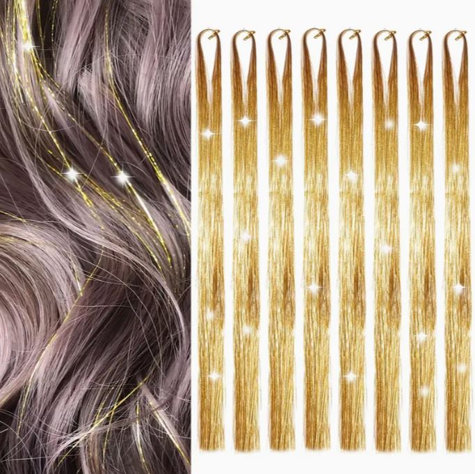 Vibrant Glitter Hair Tinsel Extensions (Heat Resistant)