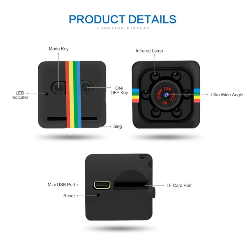 SQ11 Mini Camera HD 1080P Night Vision Camcorder Motion Detection DVR Voice Sport