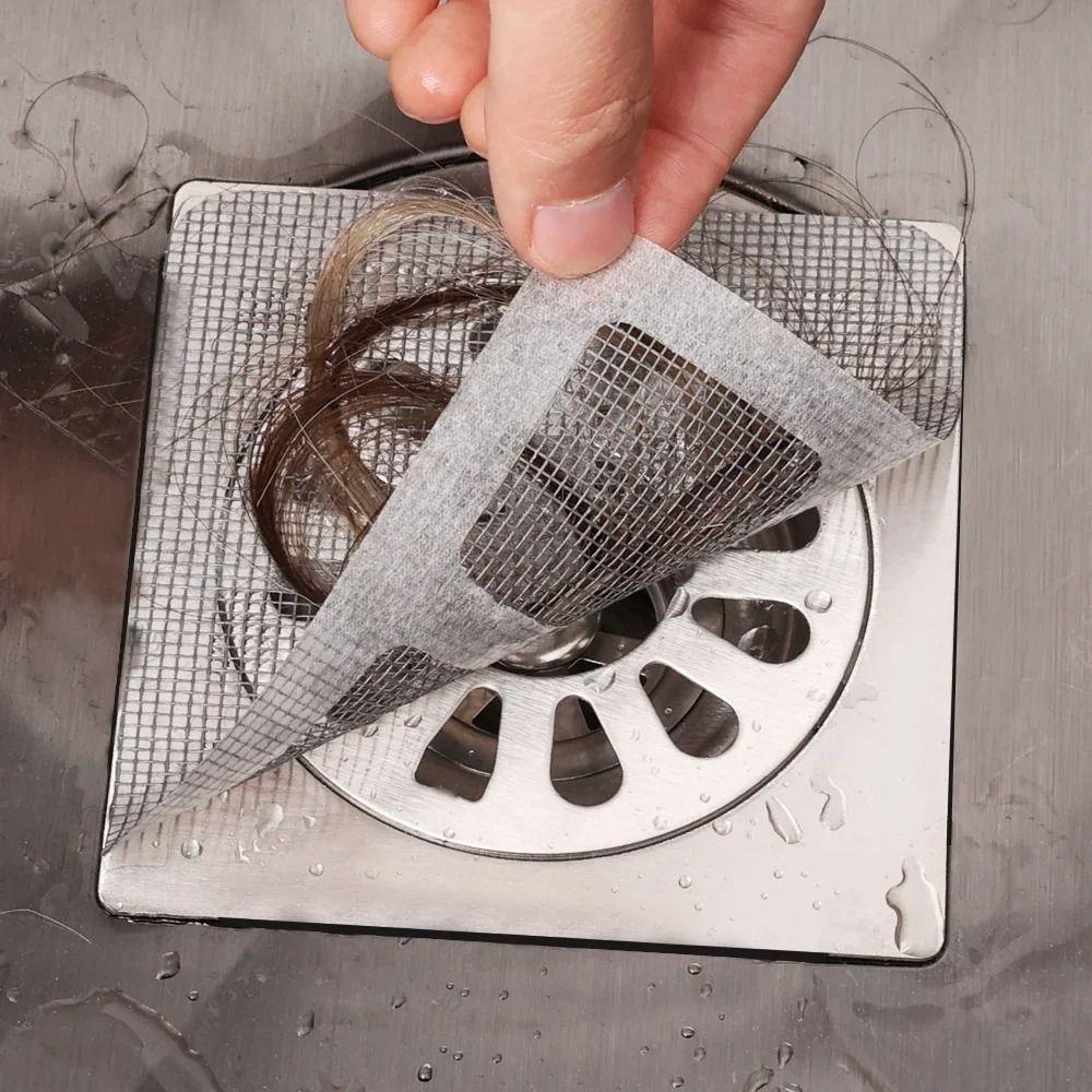 Anti-blocking Disposable Hair Catchers Mesh Filter Mesh Stickers Shower Drain Cover Bathroom..