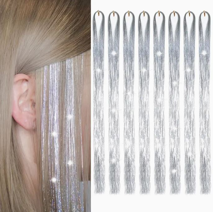 Vibrant Glitter Hair Tinsel Extensions (Heat Resistant)