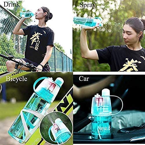 2 in 1 Drink and Mist Water Bottle, Sports Spray Water Bottle Straw Outdoor Bicycle