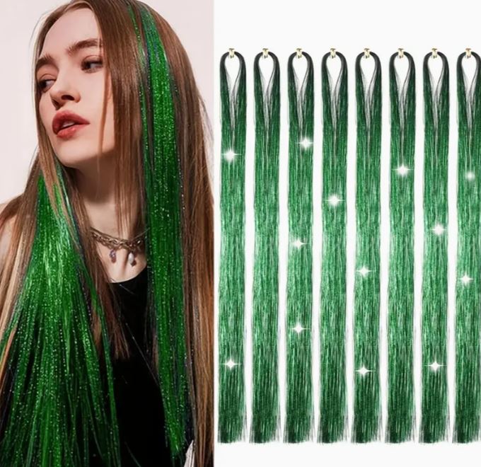 Vibrant Glitter Hair Tinsel Extensions (Heat Resistant)