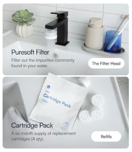 Amazing PureSoft Filters Faucet Head + Cartridge Pack (4 qty)