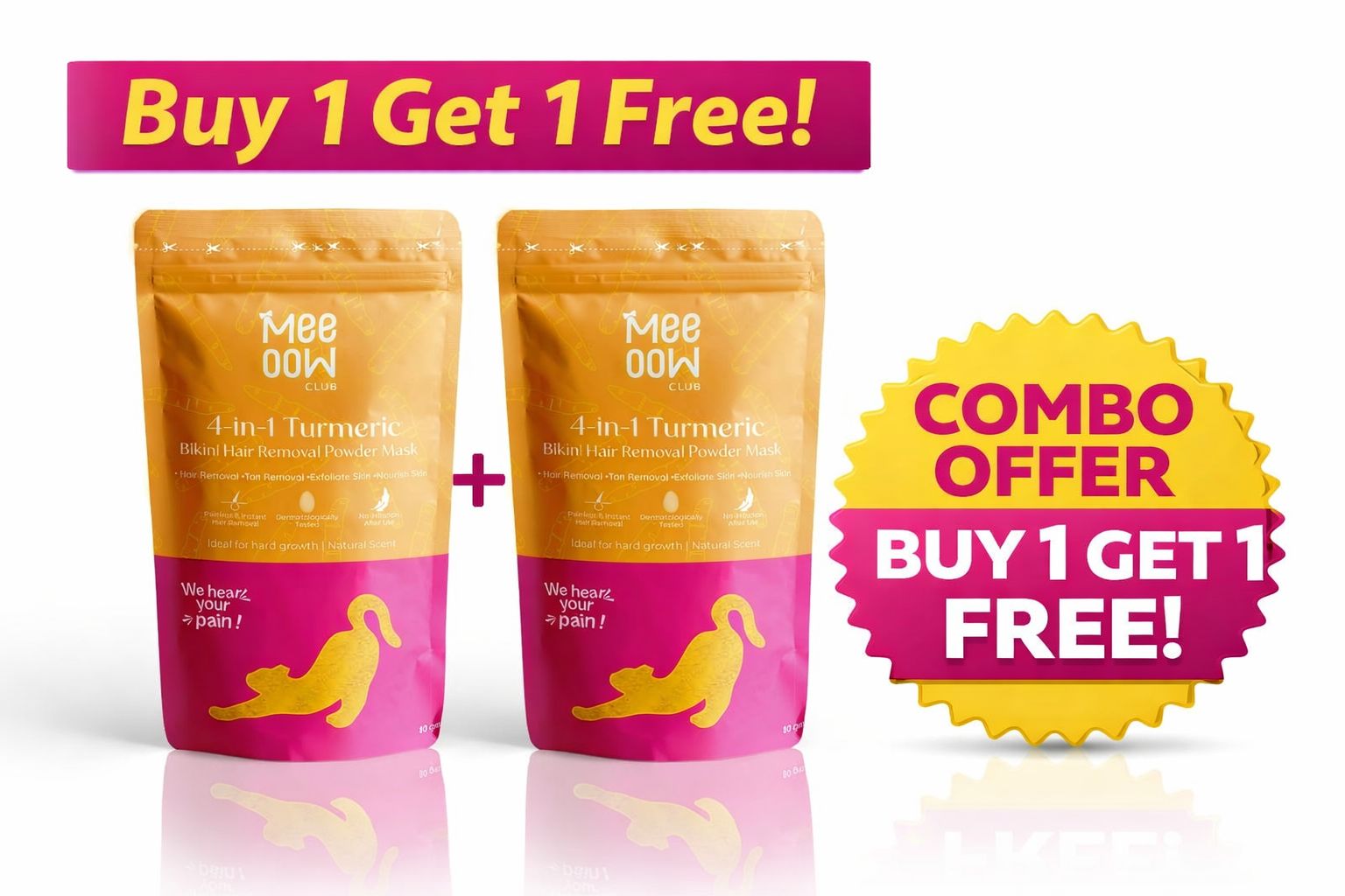 buy 1 get 1 free Painless Effective Meow Body Hair Removal Wax Powder (BUY 1 GET 1 FREE)