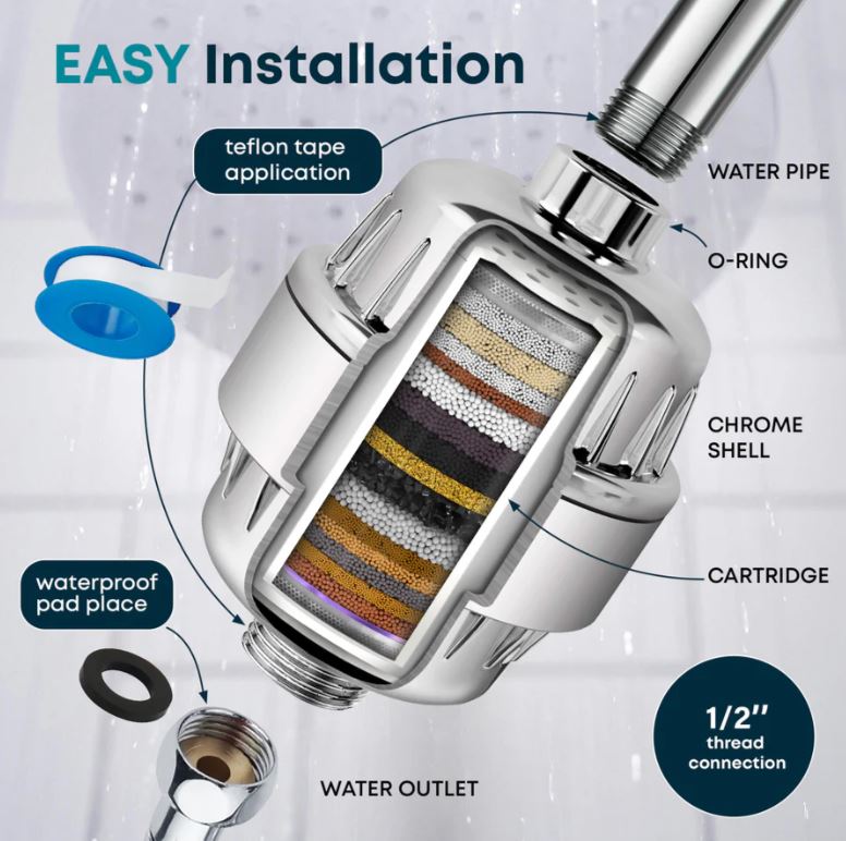 hower Filter with Vitamin C E for Hard Water