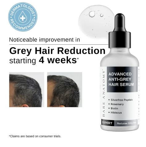 Advanced Anti-Grey Hair Serum with Silverfree Peptide, Rosemary & Biotin..