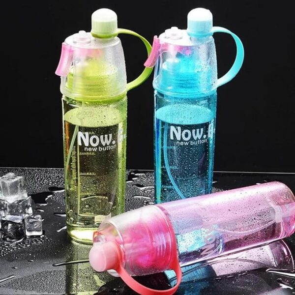 2 in 1 Drink and Mist Water Bottle, Sports Spray Water Bottle Straw Outdoor Bicycle